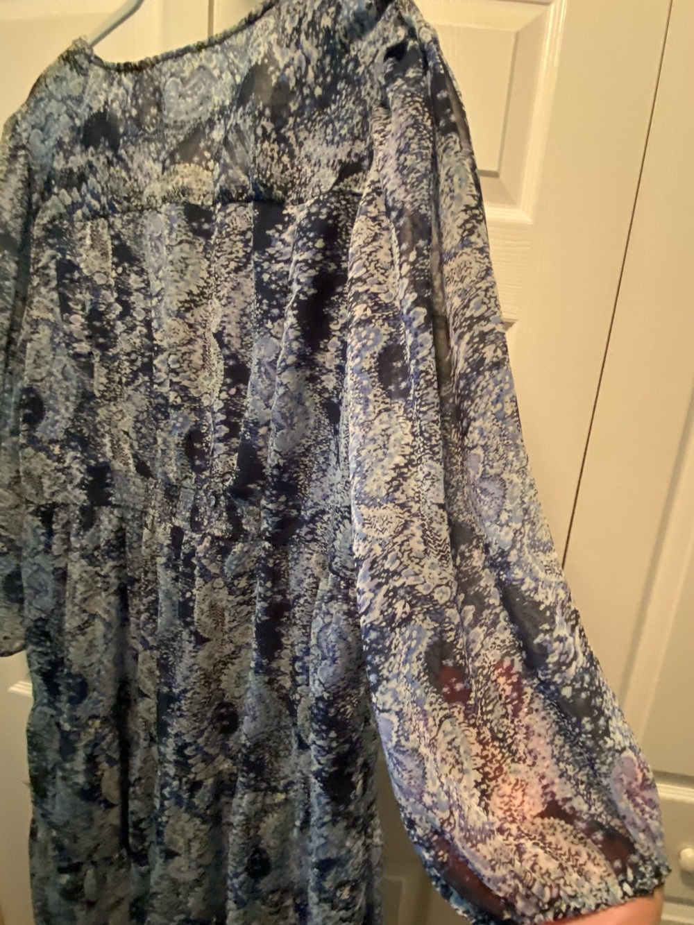 Joie Blue & White Flowy Boho-Chic/Peasant Style/Paisley Pattern Maxi Dress XXL - Picture 14 of 16